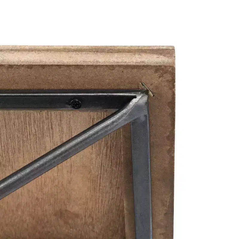 Étagère murale flottante avec support en fer en forme de diamant marron : pin moderne, cadre en métal