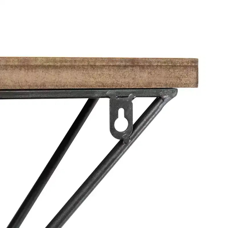 Étagère murale flottante avec support en fer en forme de diamant marron : pin moderne, cadre en métal
