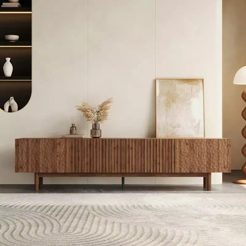 Meuble TV et console média Mid-Century Modern 220 cm et centres de divertissement avec grand espace de rangement