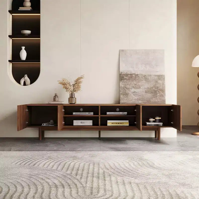 Meuble TV et console média Mid-Century Modern 220 cm et centres de divertissement avec grand espace de rangement