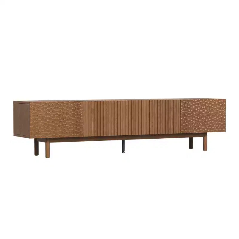 Meuble TV et console média Mid-Century Modern 220 cm et centres de divertissement avec grand espace de rangement