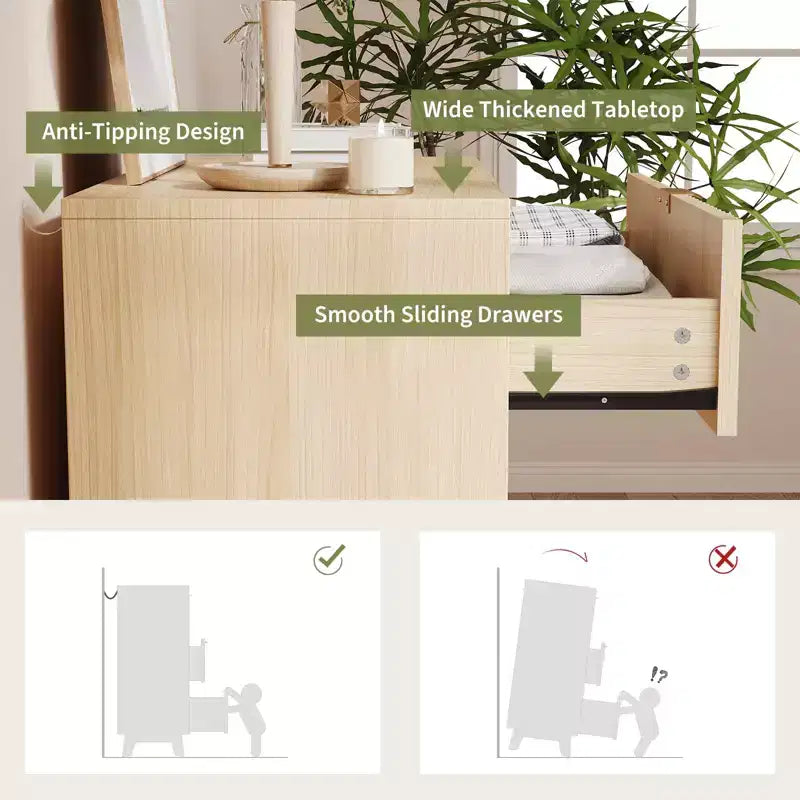 Commodes à 4 tiroirs, Commodes de placard modernes cannelées, Commodes de rangement en bois, Organisateur de commodes