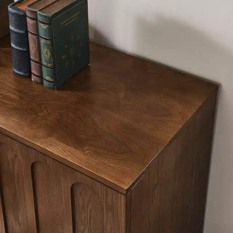 Bahut/Buffet Moderne Mi-Century à Rainures avec Rangement Ajustable, Meuble de Rangement en Bois Massif pour Cuisine/Salle à Manger/Salon
