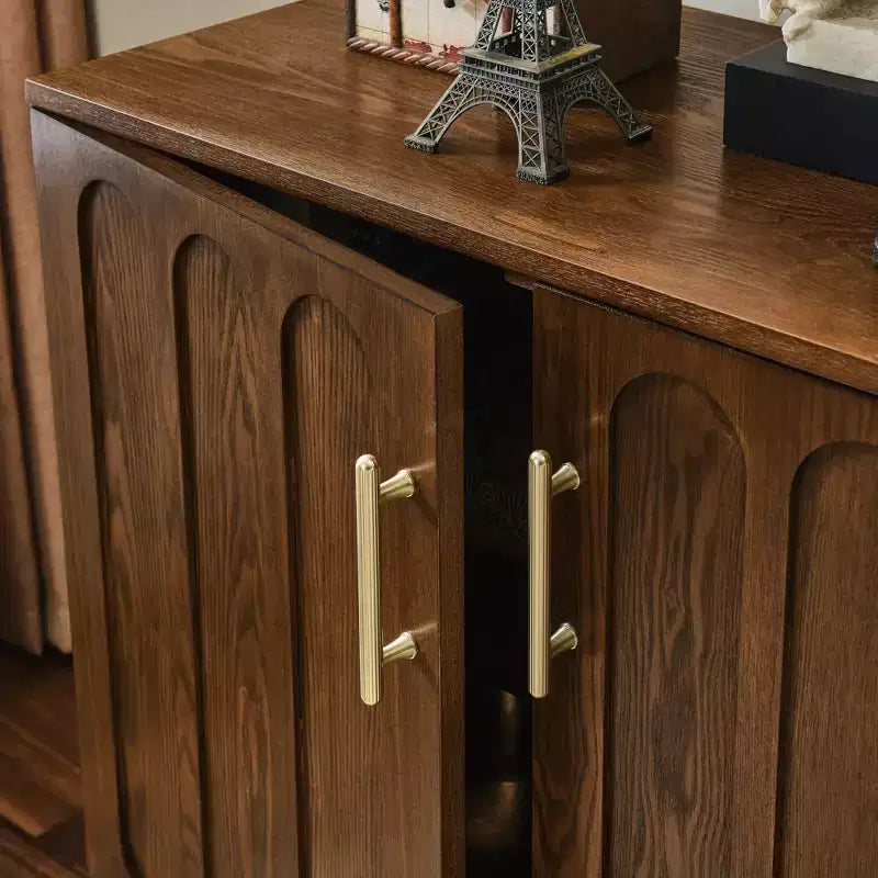 Bahut/Buffet Moderne Mi-Century à Rainures avec Rangement Ajustable, Meuble de Rangement en Bois Massif pour Cuisine/Salle à Manger/Salon