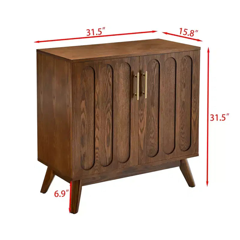 Bahut/Buffet Moderne Mi-Century à Rainures avec Rangement Ajustable, Meuble de Rangement en Bois Massif pour Cuisine/Salle à Manger/Salon