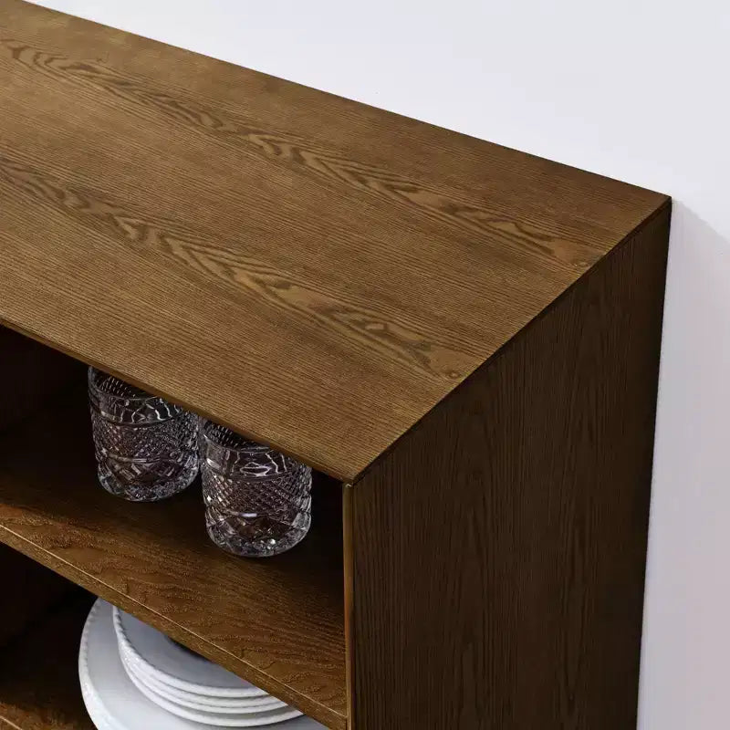 Bahut/Buffet Moderne Mi-Century à Rainures avec Rangement Ajustable, Meuble de Rangement en Bois Massif pour Cuisine/Salle à Manger/Salon