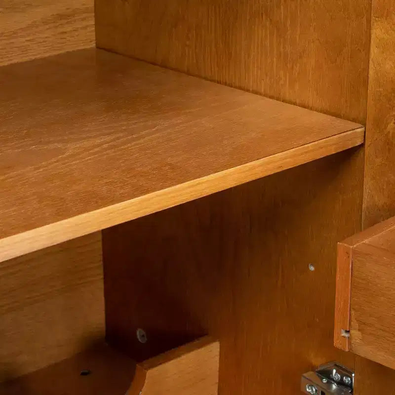 Bahut/Buffet Moderne Mi-Century à Rainures avec Rangement Ajustable, Meuble de Rangement en Bois Massif pour Cuisine/Salle à Manger/Salon