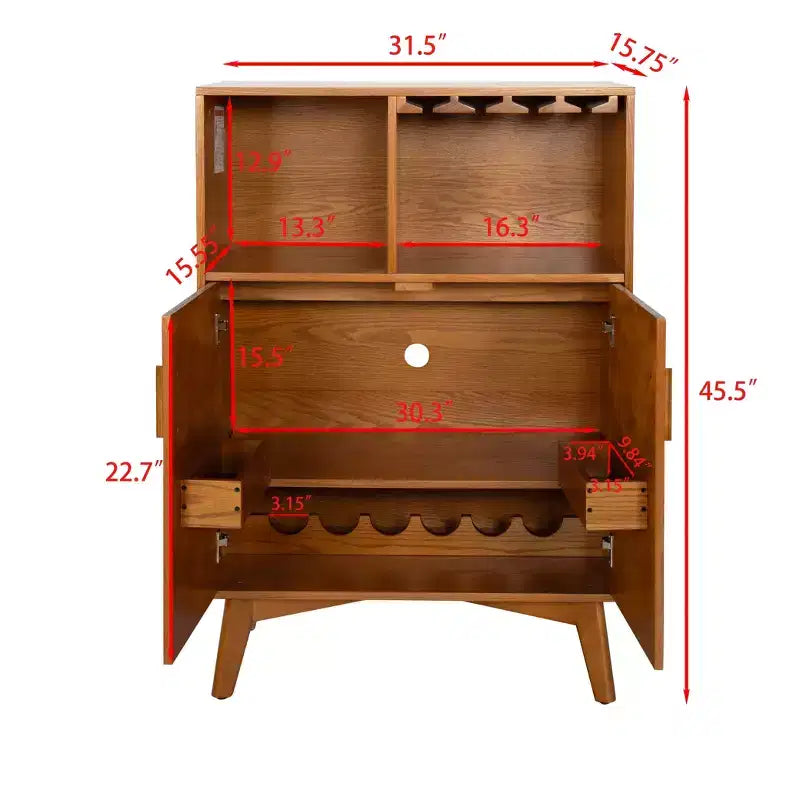 Bahut/Buffet Moderne Mi-Century à Rainures avec Rangement Ajustable, Meuble de Rangement en Bois Massif pour Cuisine/Salle à Manger/Salon