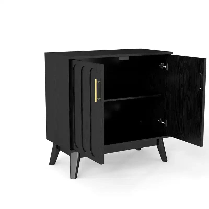 Bahut/Buffet Moderne Mi-Century à Rainures avec Rangement Ajustable, Meuble de Rangement en Bois Massif pour Cuisine/Salle à Manger/Salon