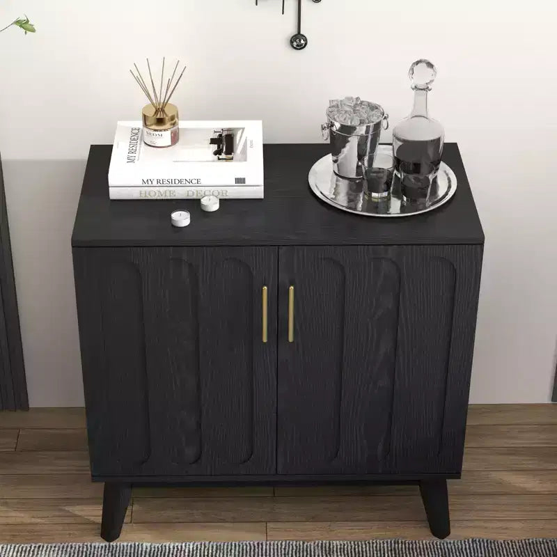 Bahut/Buffet Moderne Mi-Century à Rainures avec Rangement Ajustable, Meuble de Rangement en Bois Massif pour Cuisine/Salle à Manger/Salon