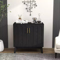 Bahut/Buffet Moderne Mi-Century à Rainures avec Rangement Ajustable, Meuble de Rangement en Bois Massif pour Cuisine/Salle à Manger/Salon