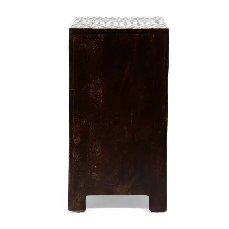 Table de chevet à 3 tiroirs en bois de manguier fait main