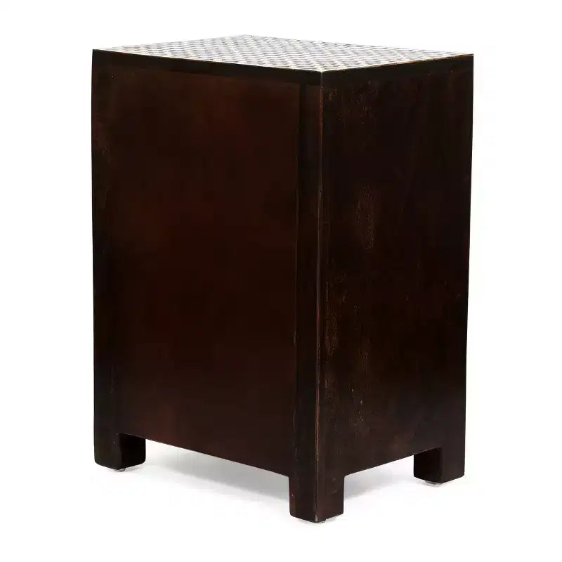 Table de chevet à 3 tiroirs en bois de manguier fait main