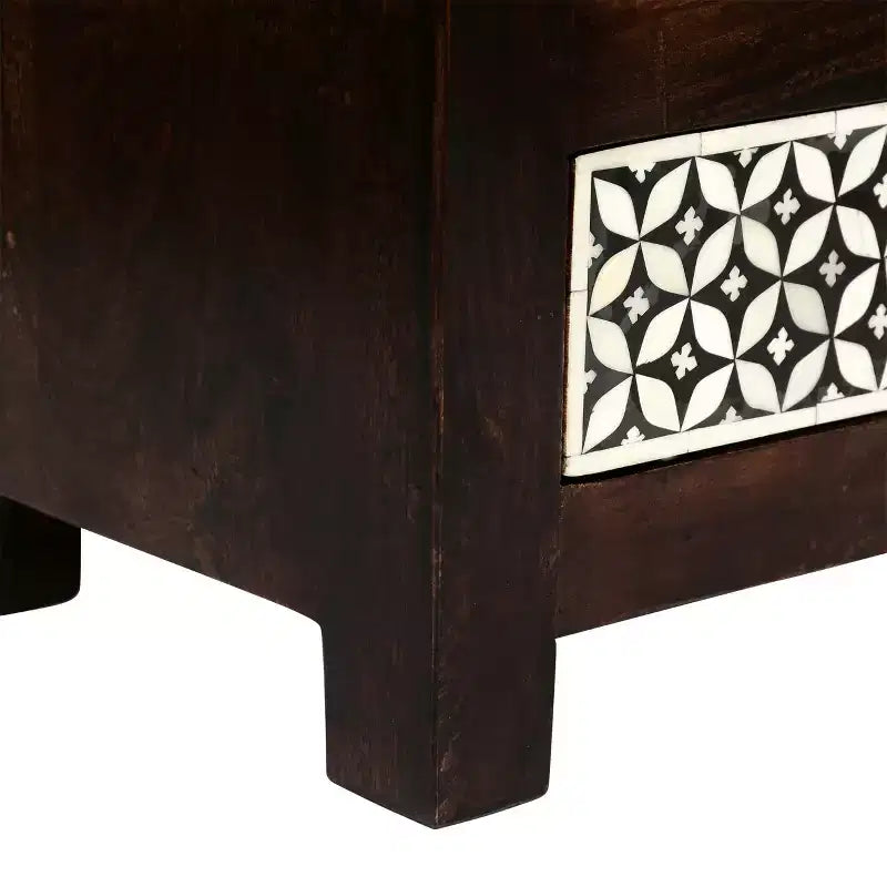 Table de chevet à 3 tiroirs en bois de manguier fait main