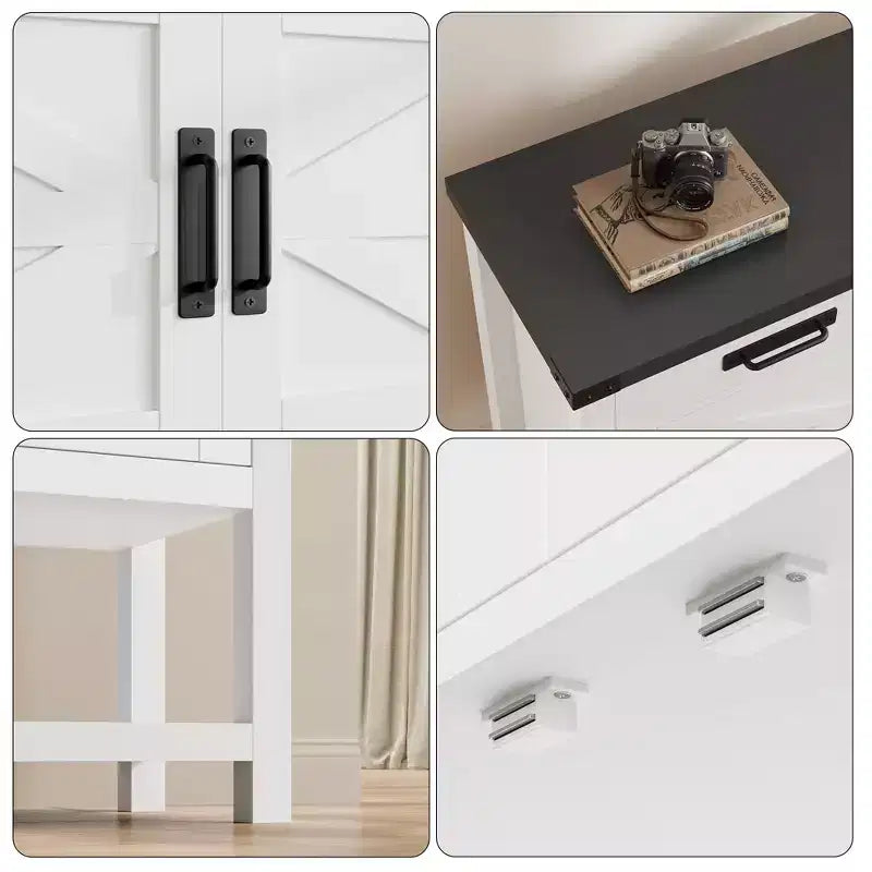 Meuble de rangement pour entrée – 2 portes et 2 tiroirs en bois massif, bar à café multifonctionnel, console de canapé pour salon, couloir (blanc)