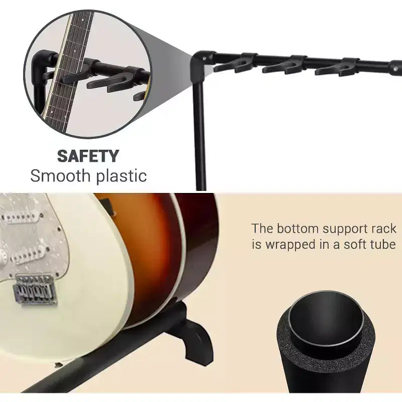 Support de Guitares Multiples Pliable, Support de Guitares Portable, Présentoir de Guitares pour Guitare et Basse (5 Supports/7 Supports)