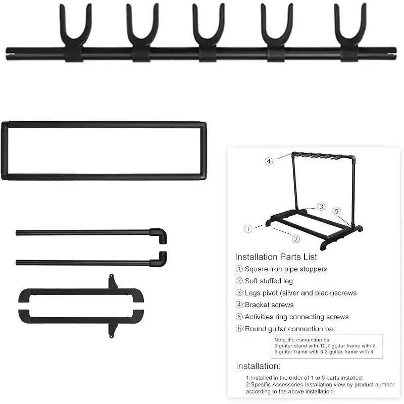 Support de Guitares Multiples Pliable, Support de Guitares Portable, Présentoir de Guitares pour Guitare et Basse (5 Supports/7 Supports)