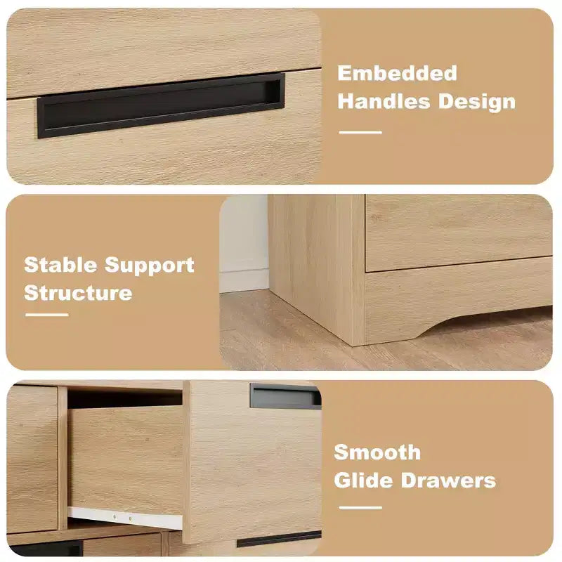 Commode à 5 tiroirs pour chambre, commode avec poignées intégrées, organisateur de commode en bois pour salon, chambre d'enfant, couloir et entrée