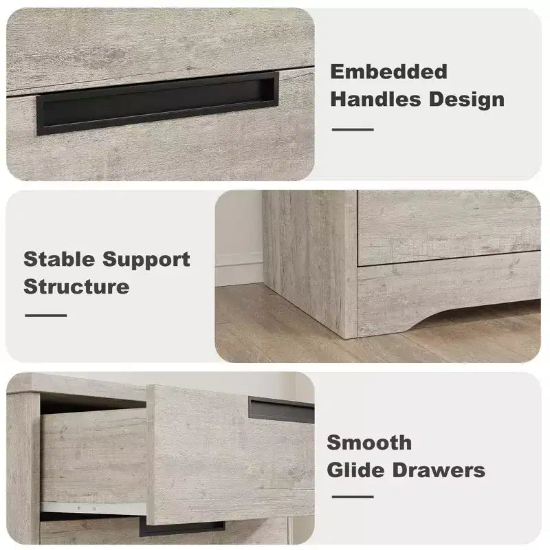 Commode à 5 tiroirs pour chambre, commode avec poignées intégrées, organisateur de commode en bois pour salon, chambre d'enfant, couloir et entrée