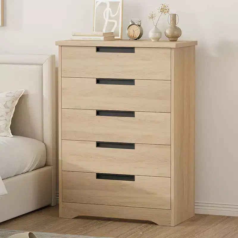 Commode à 5 tiroirs pour chambre, commode avec poignées intégrées, organisateur de commode en bois pour salon, chambre d'enfant, couloir et entrée