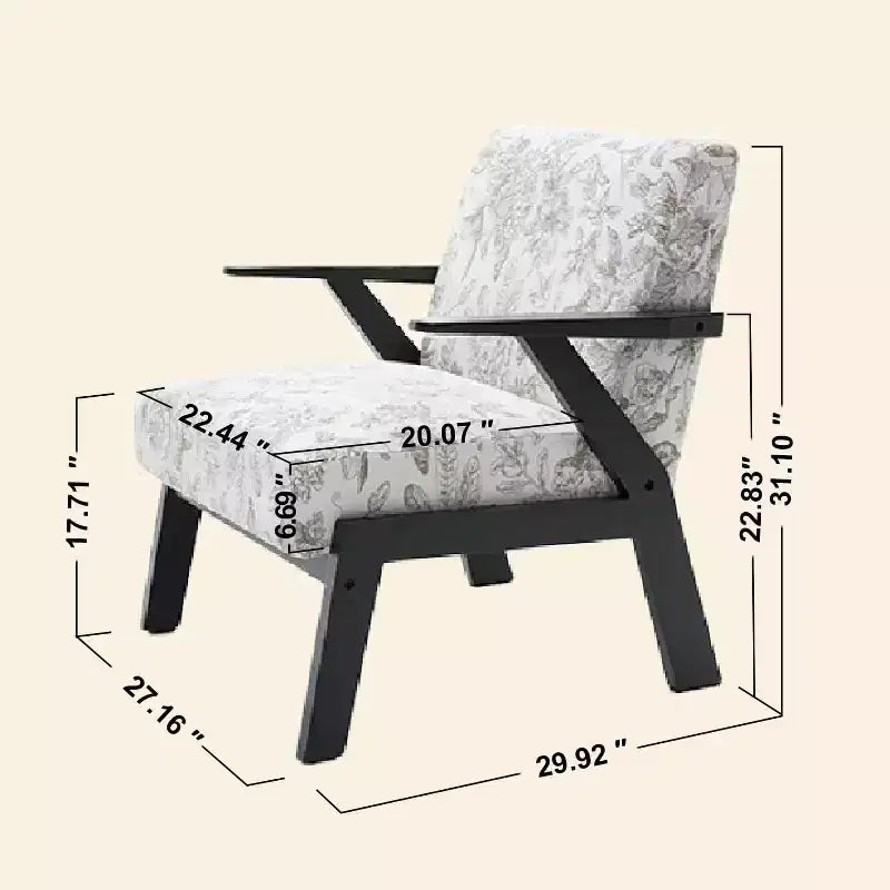 Fauteuil rembourré en hévéa style Mid-Century Modern