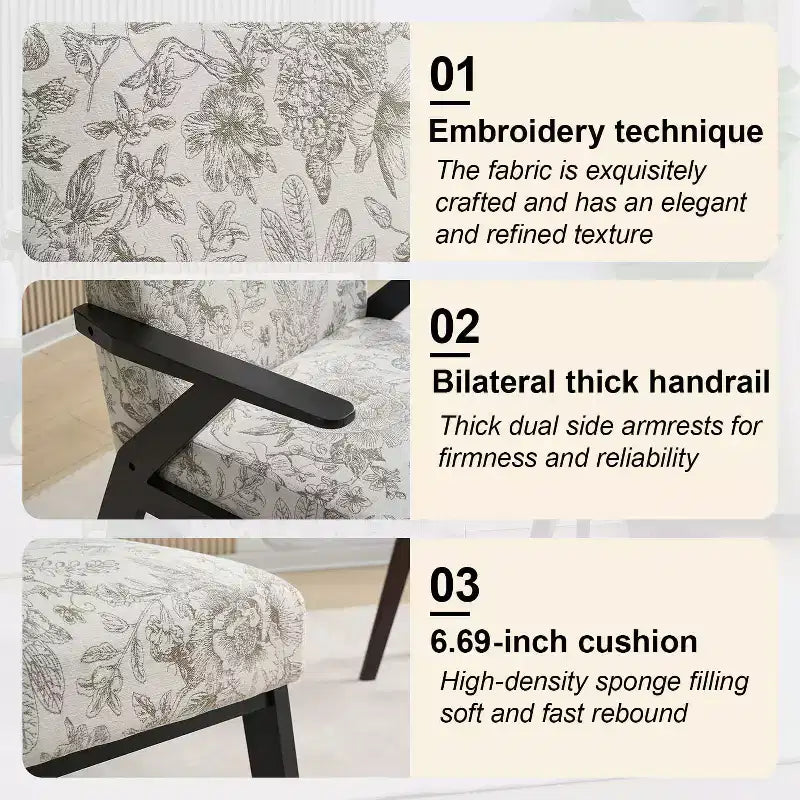 Fauteuil rembourré en hévéa style Mid-Century Modern