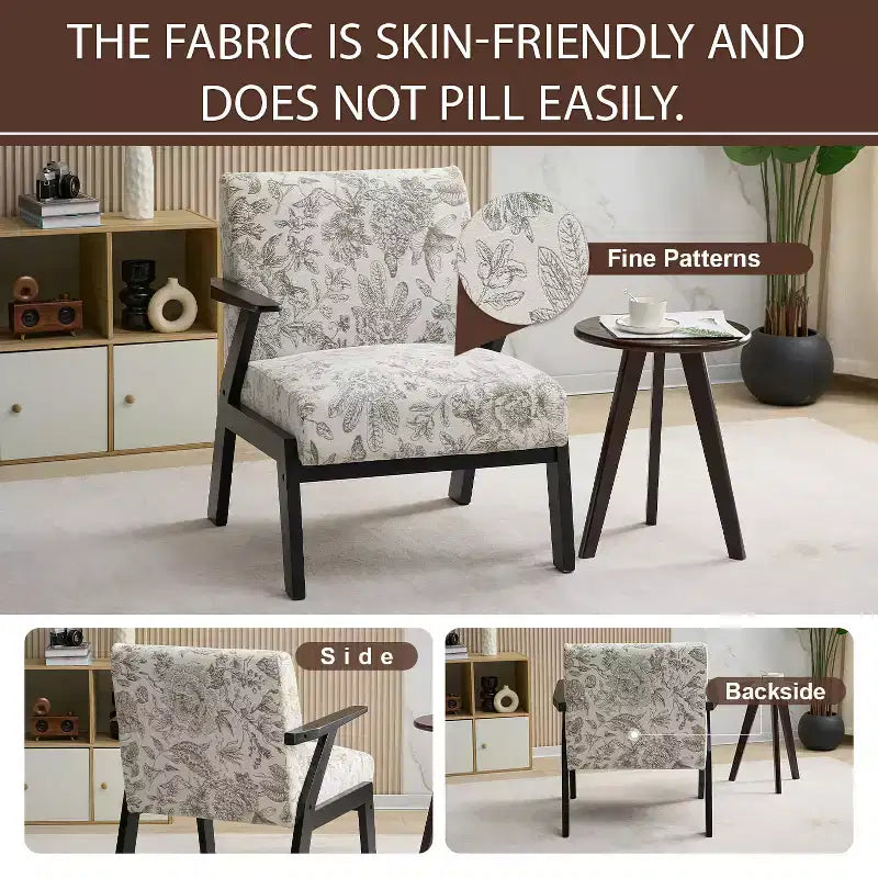 Fauteuil rembourré en hévéa style Mid-Century Modern