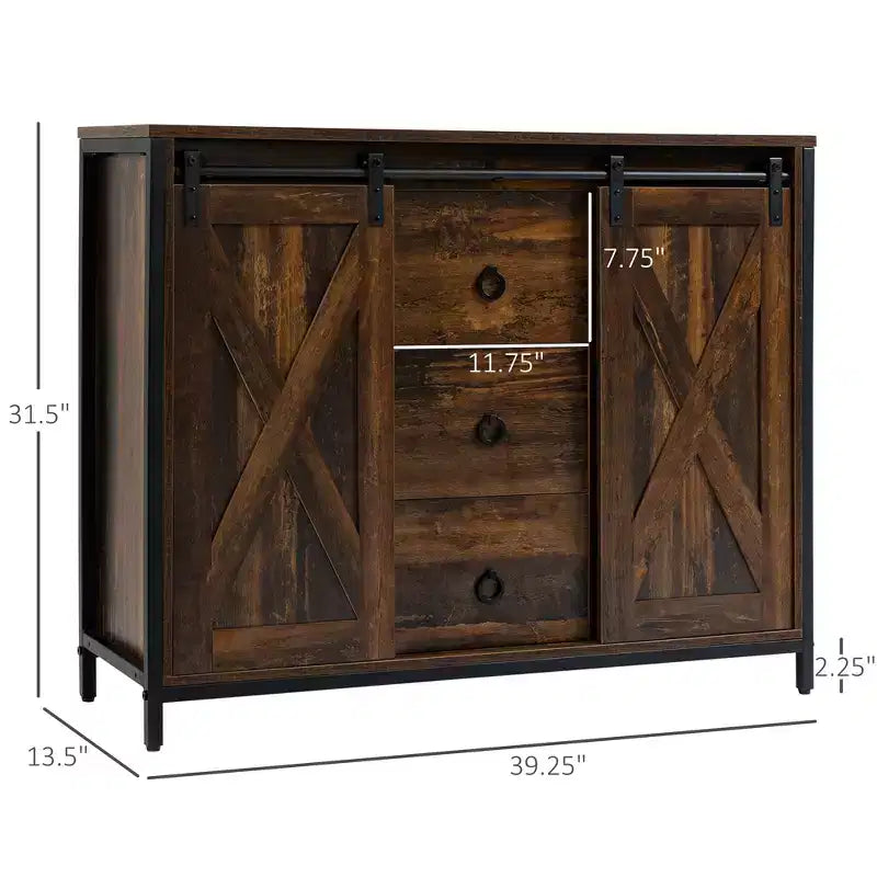 Meuble de buffet de cuisine avec portes coulissantes de style grange