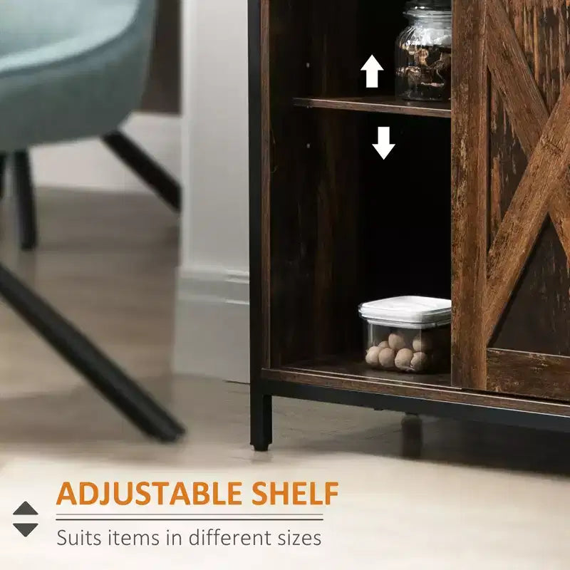 Meuble de buffet de cuisine avec portes coulissantes de style grange