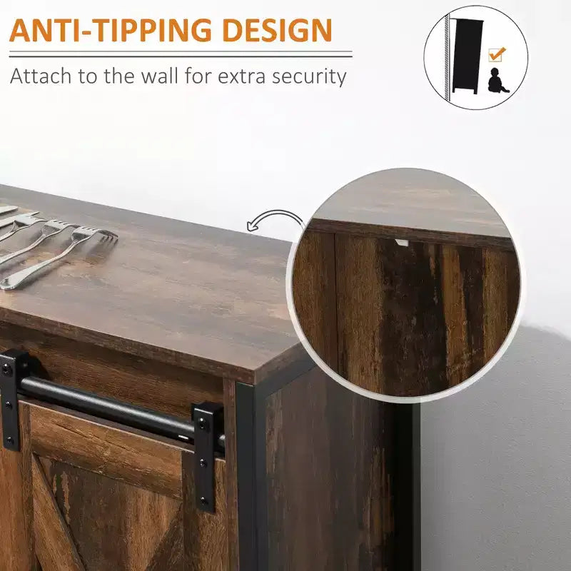 Meuble de buffet de cuisine avec portes coulissantes de style grange
