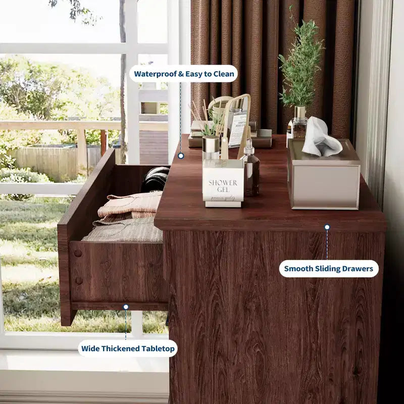 Tiroirs de rangement, commode de chambre à cinq tiroirs, commode haute de ferme avec poignées en métal, salon, commode rustique en bois pour couloir