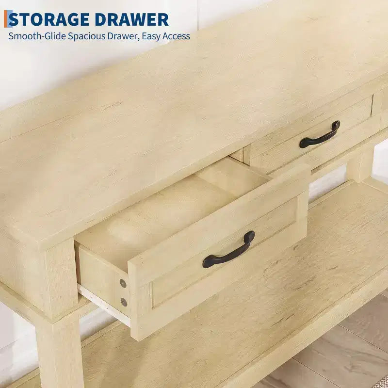 Console de ferme avec 3 tiroirs, table de canapé d'entrée en bois de 54 po avec étagères de rangement pour salon, couloir ou hall d'entrée