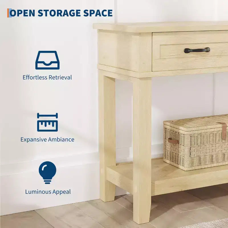 Console de ferme avec 3 tiroirs, table de canapé d'entrée en bois de 54 po avec étagères de rangement pour salon, couloir ou hall d'entrée