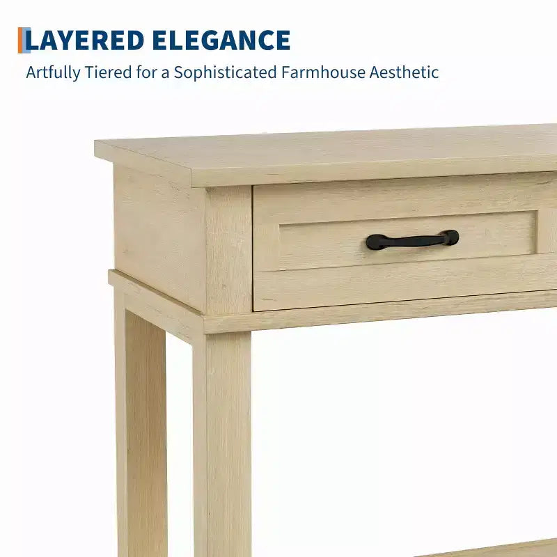 Console de ferme avec 3 tiroirs, table de canapé d'entrée en bois de 54 po avec étagères de rangement pour salon, couloir ou hall d'entrée