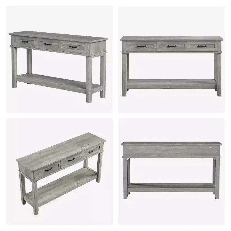 Console de ferme avec 3 tiroirs, table de canapé d'entrée en bois de 54 po avec étagères de rangement pour salon, couloir ou hall d'entrée