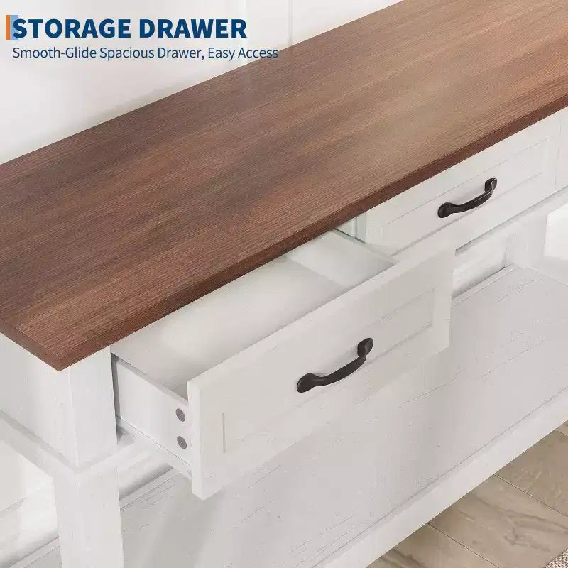Console de ferme avec 3 tiroirs, table de canapé d'entrée en bois de 54 po avec étagères de rangement pour salon, couloir ou hall d'entrée