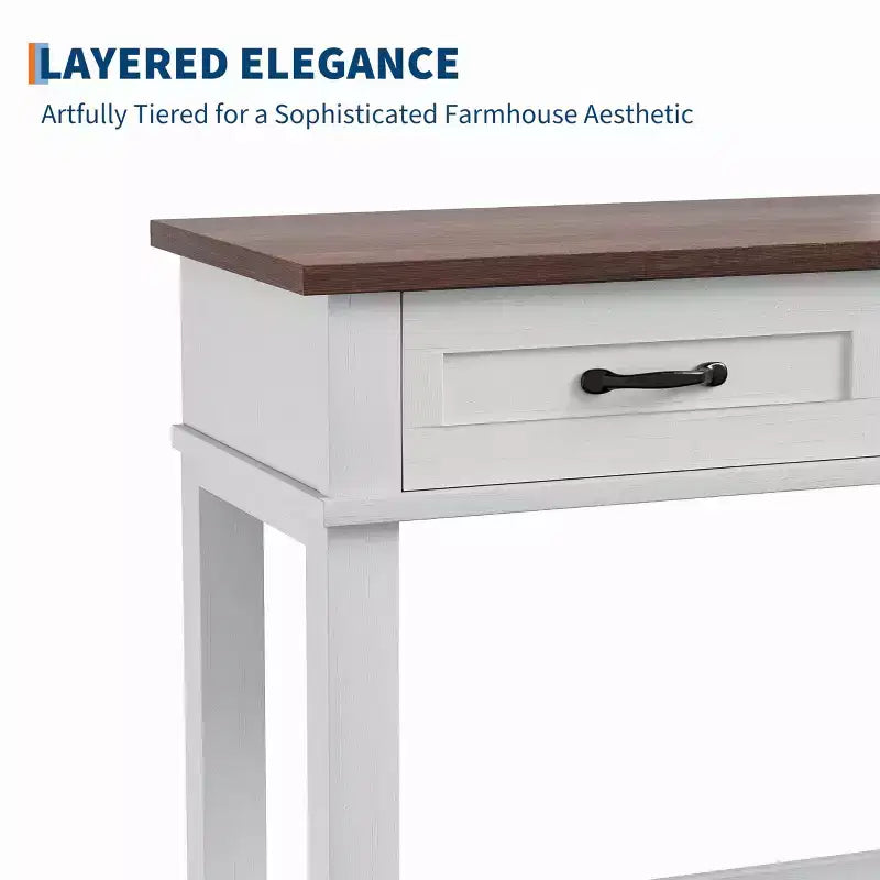 Console de ferme avec 3 tiroirs, table de canapé d'entrée en bois de 54 po avec étagères de rangement pour salon, couloir ou hall d'entrée