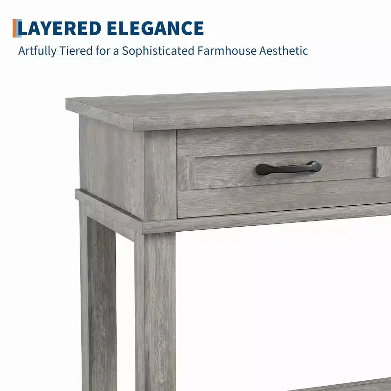 Console de ferme avec 3 tiroirs, table de canapé d'entrée en bois de 54 po avec étagères de rangement pour salon, couloir ou hall d'entrée