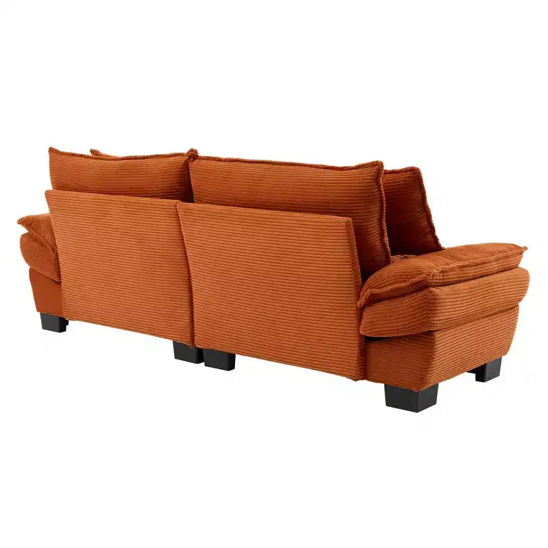 Canapé convertible 2 places en velours côtelé avec oreillers, rembourré, pour chambre, salon, bureau, orange