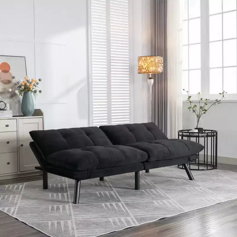 Canapé-Lit Pliant Convertible Moderne Confortable pour Salon Chambre Petit Espace Noir