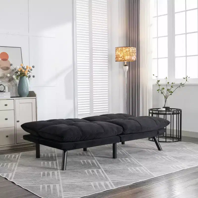 Canapé-Lit Pliant Convertible Moderne Confortable pour Salon Chambre Petit Espace Noir