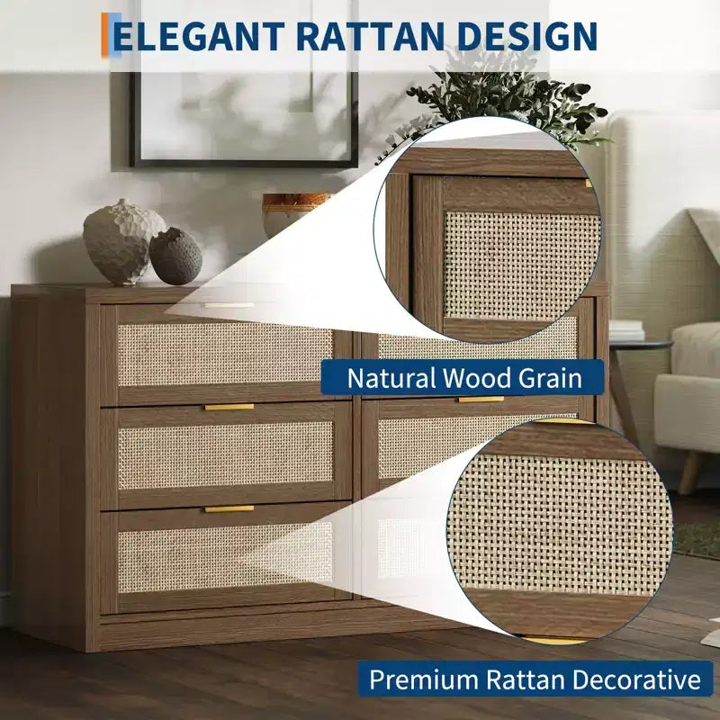Commode en bois avec poignées dorées, meuble de rangement moderne avec tiroirs coulissants, meuble TV de style ferme pour salon, chambre, entrée