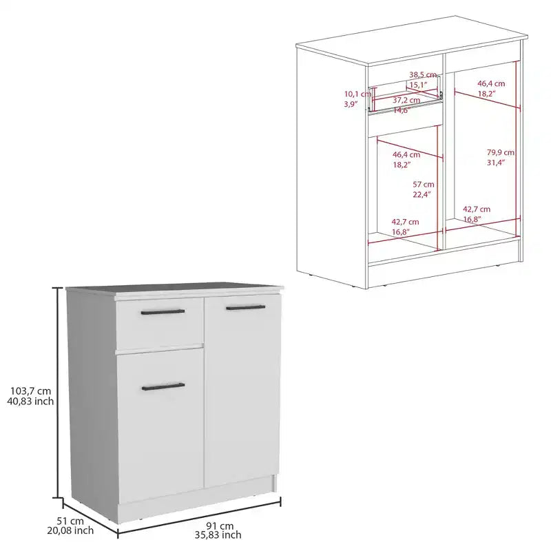 Buffet de Rangement avec Tiroir et 2 Portes, Buffet Moderne avec Rangement, Meuble de Rangement d'Appoint