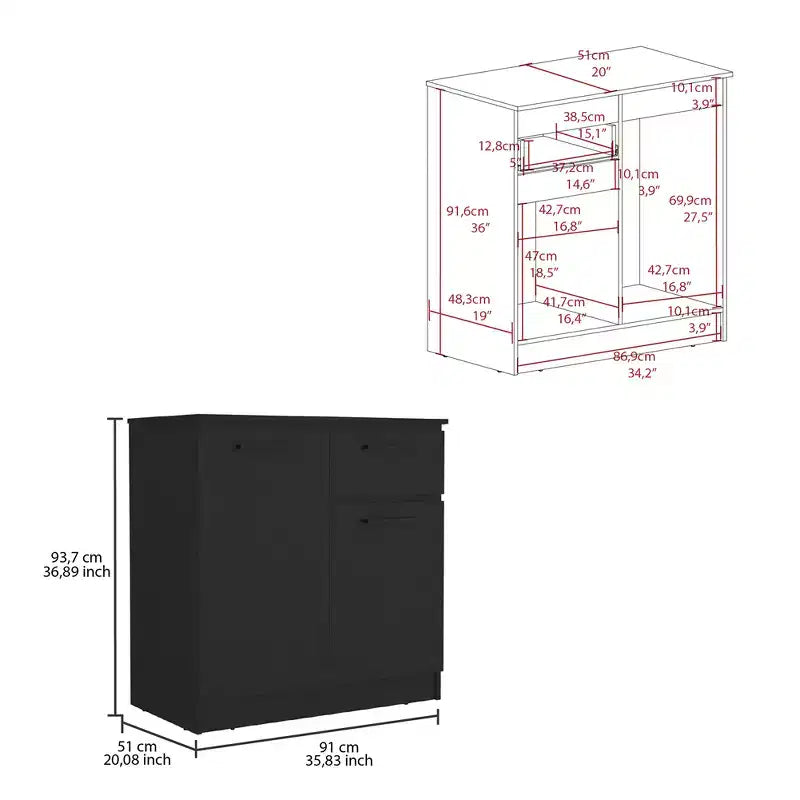 Buffet de Rangement avec Tiroir et 2 Portes, Buffet Moderne avec Rangement, Meuble de Rangement d'Appoint