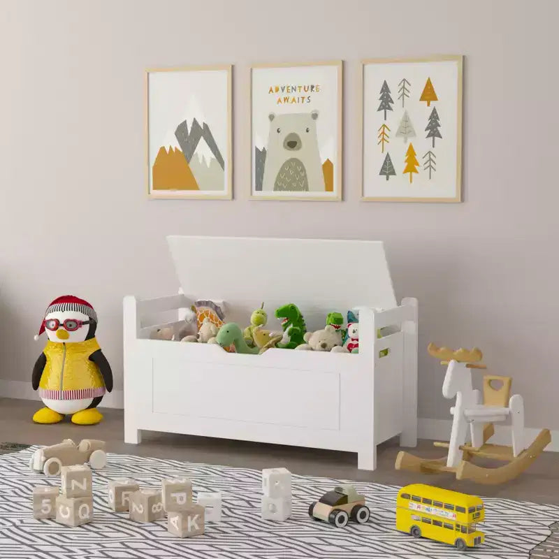 Coffre à jouets pour enfants, organisateur de rangement de jouets, grande armoire de rangement avec banc de siège coussin/couvercle à rabat