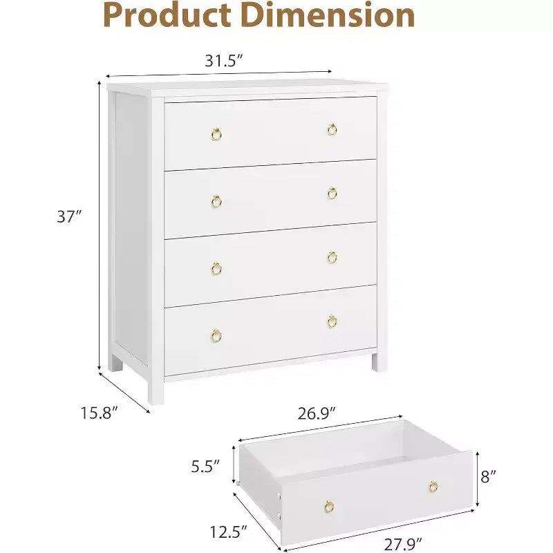 Commode 4 tiroirs style Ferme 37, armoire de rangement haute en bois pour chambre de bébé et chambre à coucher, meuble TV polyvalent pour salon ou entrée