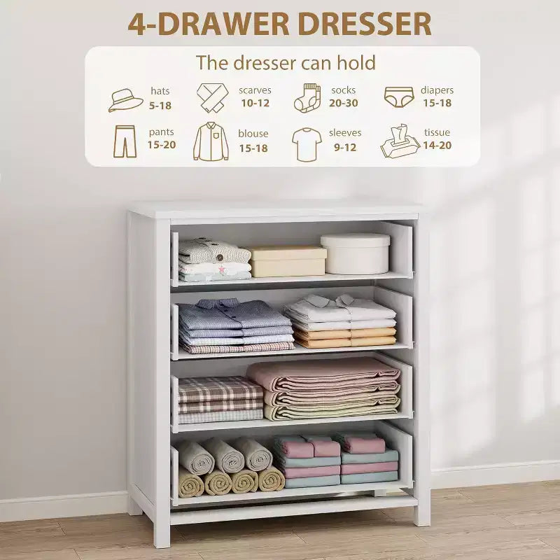 Commode 4 tiroirs style Ferme 37, armoire de rangement haute en bois pour chambre de bébé et chambre à coucher, meuble TV polyvalent pour salon ou entrée