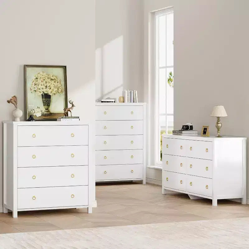 Commode 4 tiroirs style Ferme 37, armoire de rangement haute en bois pour chambre de bébé et chambre à coucher, meuble TV polyvalent pour salon ou entrée