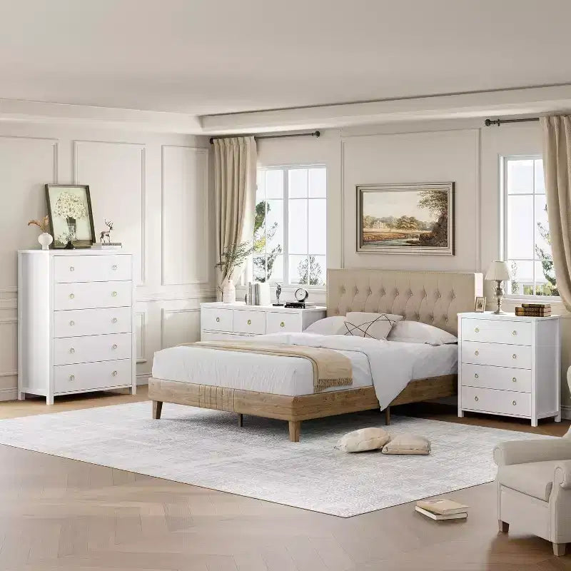 Commode 4 tiroirs style Ferme 37, armoire de rangement haute en bois pour chambre de bébé et chambre à coucher, meuble TV polyvalent pour salon ou entrée