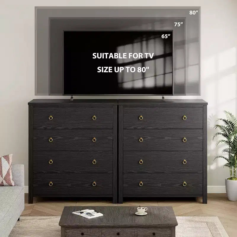 Commode 4 tiroirs style Ferme 37, armoire de rangement haute en bois pour chambre de bébé et chambre à coucher, meuble TV polyvalent pour salon ou entrée